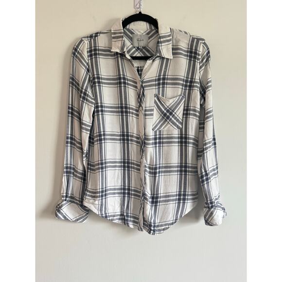 Rails Women’s Plaid Button Down Shirt Size Small Blue White Flannel Rayon - Picture 1 of 7